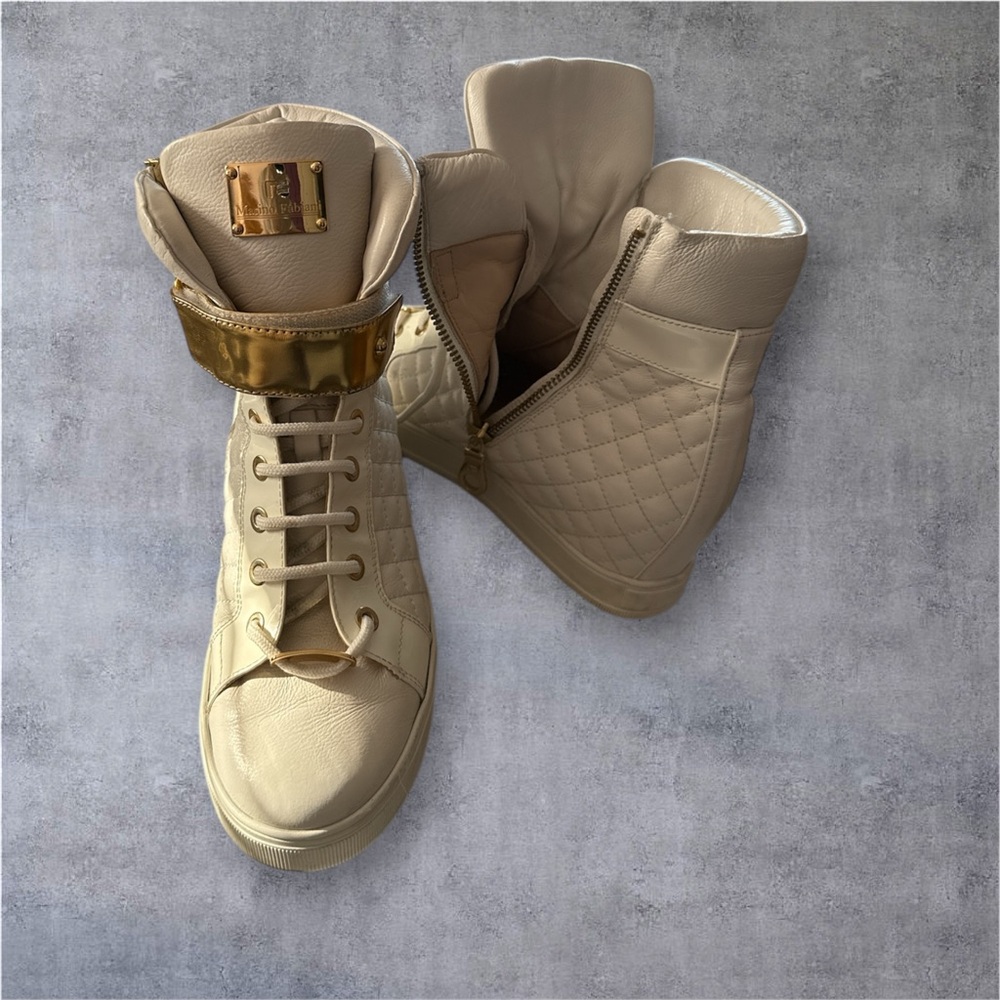 Mariano Fabiani made in Italy Gold Accent High-Top Women's Sneakers - Picture 8 of 8